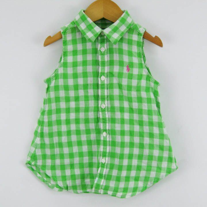ポロラルフローレン ノースリーブ ギンガムチェック シャツ ワンピース  