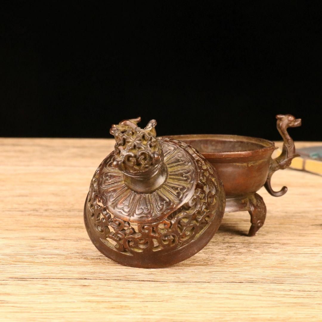 銅器 香炉 海獣両耳薫炉 三足銅炉茶道香炉 装飾品 工芸品 置物
