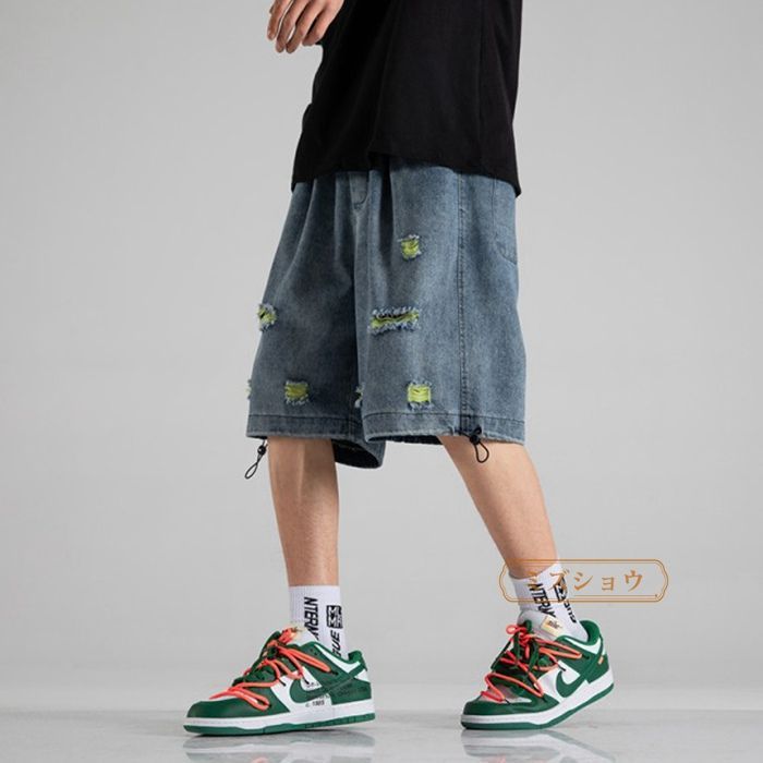 デニムパンツ ハーフパンツ ダメージ加工 メンズ ジーンズ