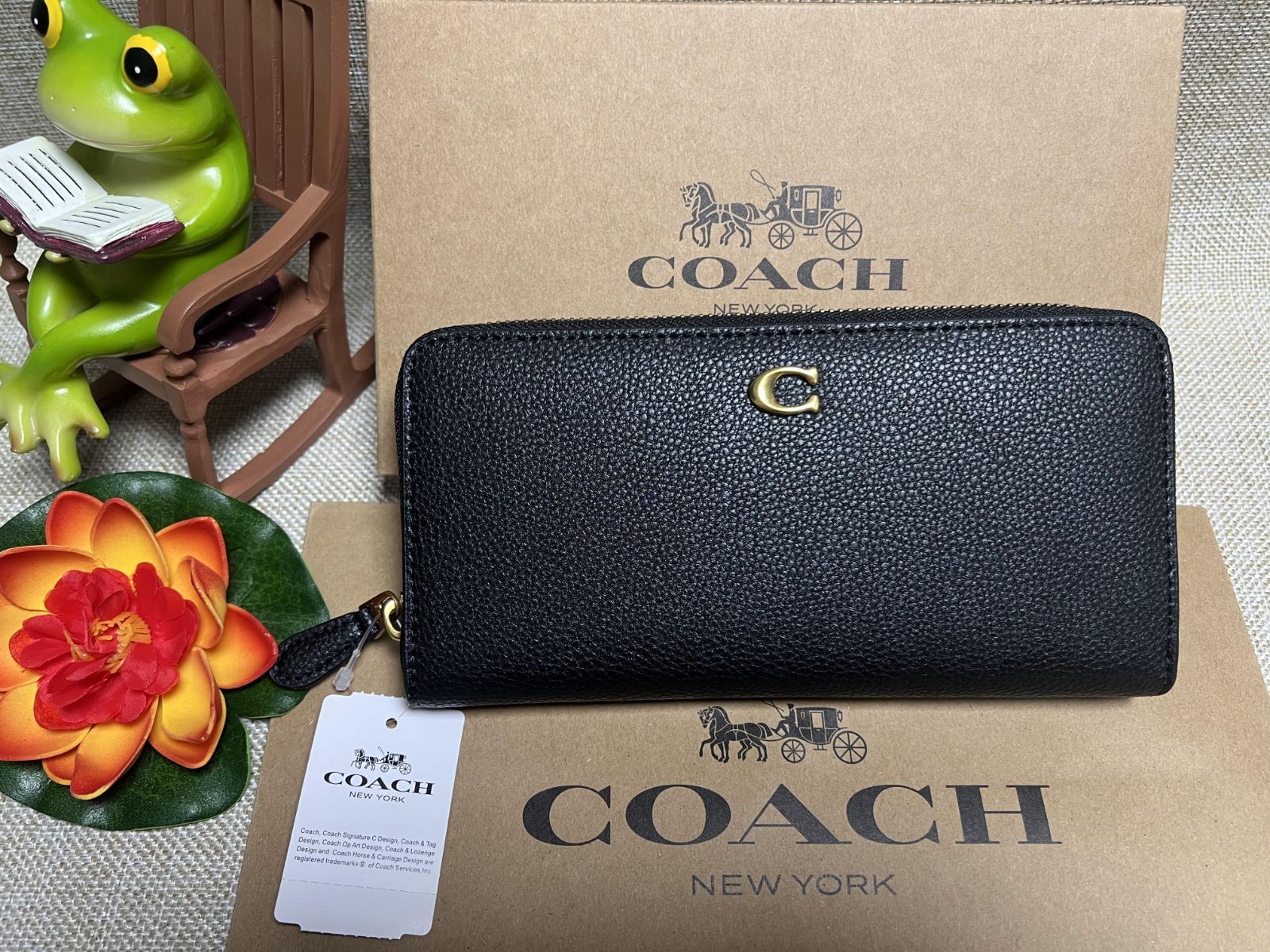 COACH 財布 コーチ長財布 ペブルド レザー ロング ジップ レディース