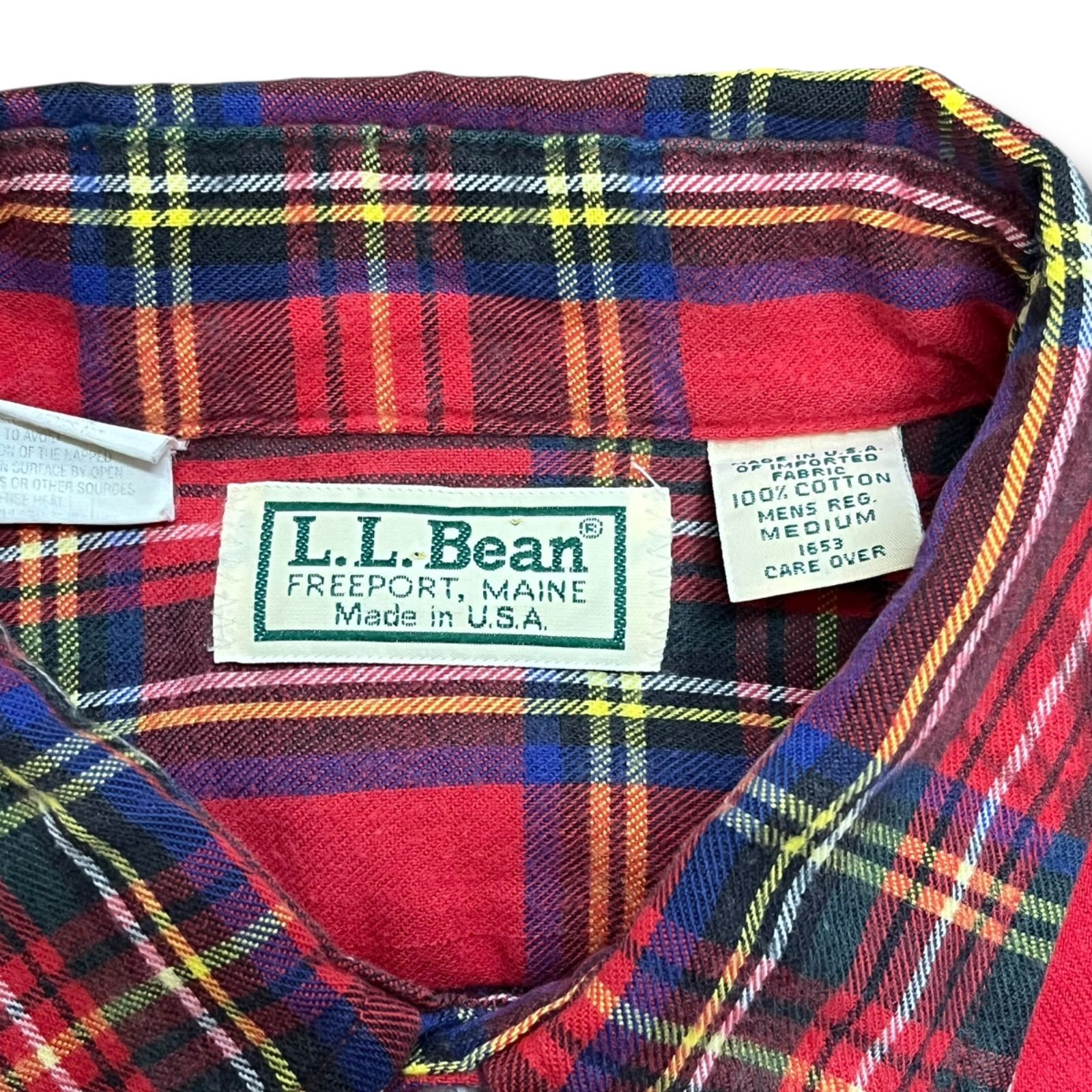 80s 90s L.L.Bean USA製 チェックシャツ コットン100% LLBEAN