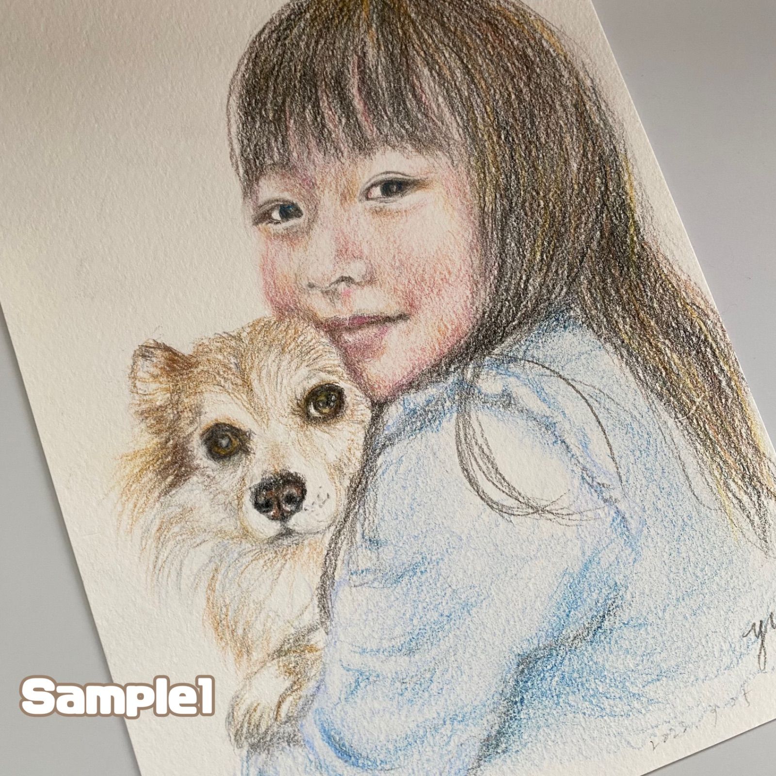 色鉛筆画 オーダーメイド オリジナル 動物 人物 愛犬 犬 愛猫 猫