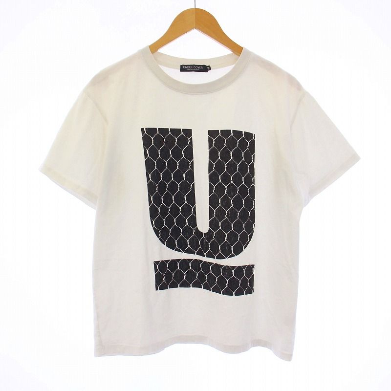 アンダーカバー UNDERCOVER JUN TAKAHASHI Tシャツ カットソー 半袖 クルーネック ロゴ プリント コットン M 白 ホワイト 黒 ブラック /KU GY09