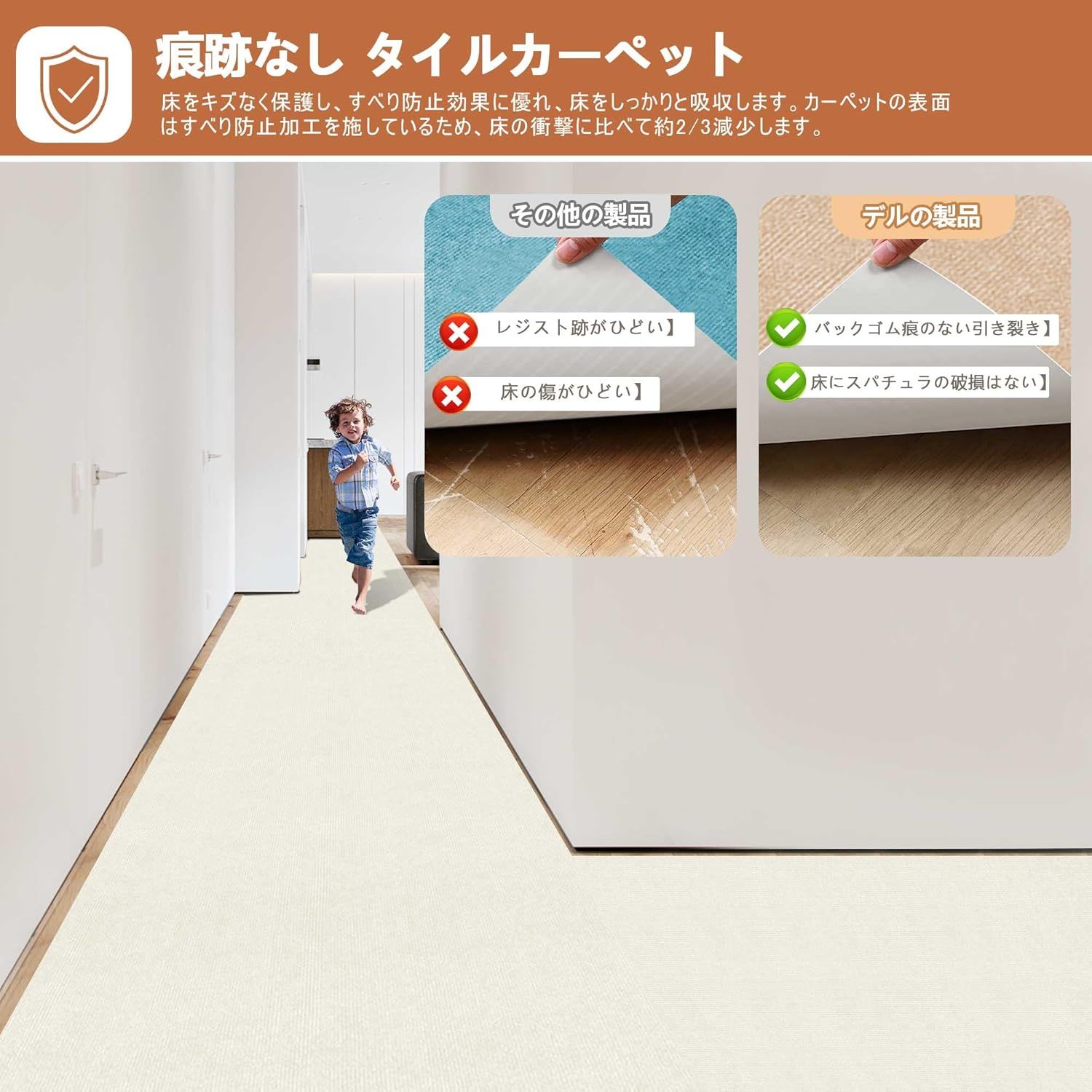 廊下敷き カーペット XINJIY ロングマット 90*600cm 厚み4mm