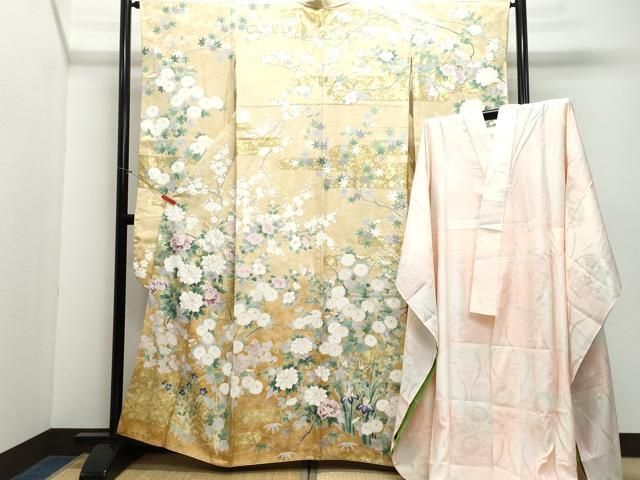 平和屋着物□上質な長襦袢 袷 草花地紋 暈し染め さが美扱い 逸品