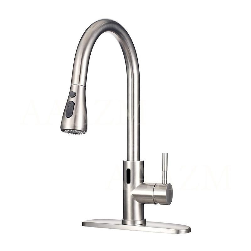 自動水栓 キッチン蛇口 アーチ 交換自分で シャワー ホース引出し式 混合水栓 水道蛇口 電池式 赤外線 人感 センサー水栓 手洗い おしゃれ 台付 洗面所 水栓金具