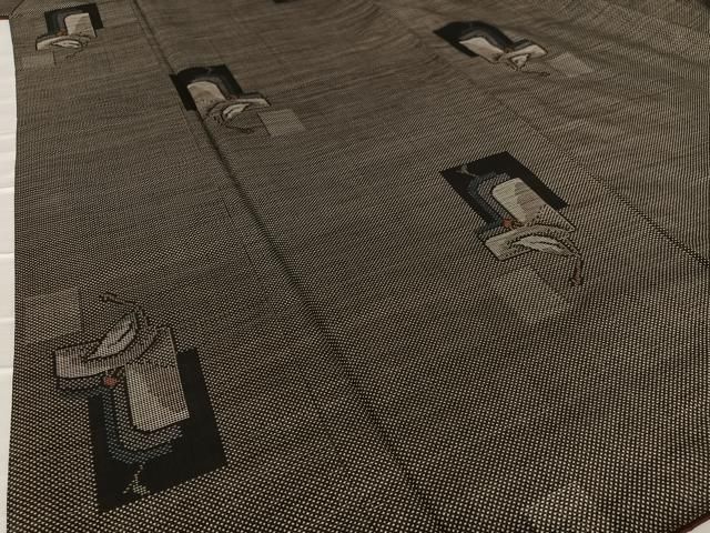 平和屋着物●本場大島紬　泥染め　一元絣　枝葉文　正絹　逸品　AAAW9154zg 平和屋着物○本場大島紬 泥染め 一元絣 枝葉文 正絹 逸品 AAAW9154zg