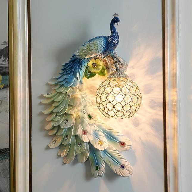 高品質 青色|孔雀|鳥|動物|壁掛け照明 壁掛け灯 インテリア照明 壁掛け灯 照明 送料無料