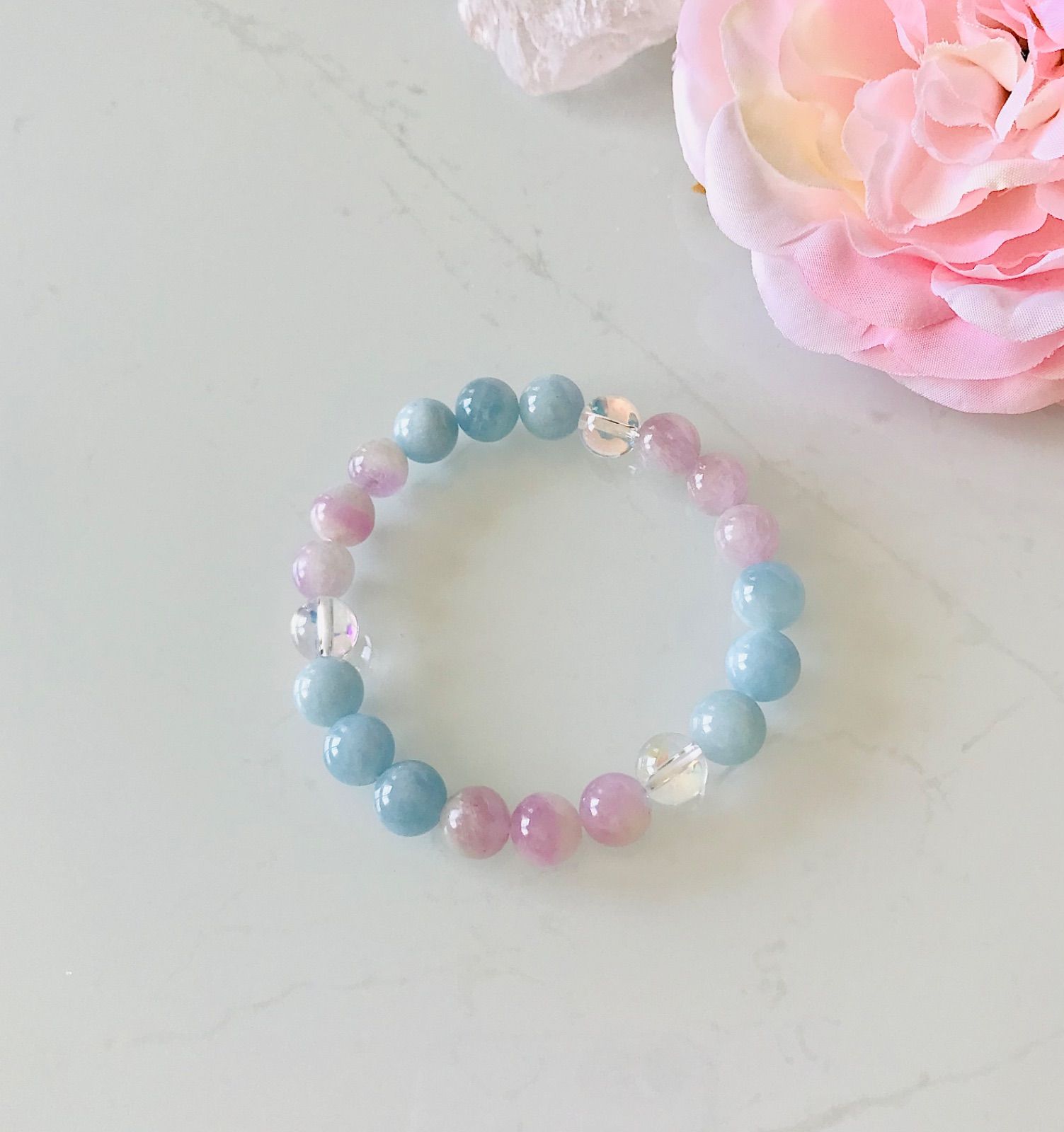 ♡型　エレスチャル水入り水晶　ピンクアクアマリン　浄化　癒し　精神安定　恋愛運 愛情を育む 心の平穏 アクアマリン アメジスト ほうせき 年賀