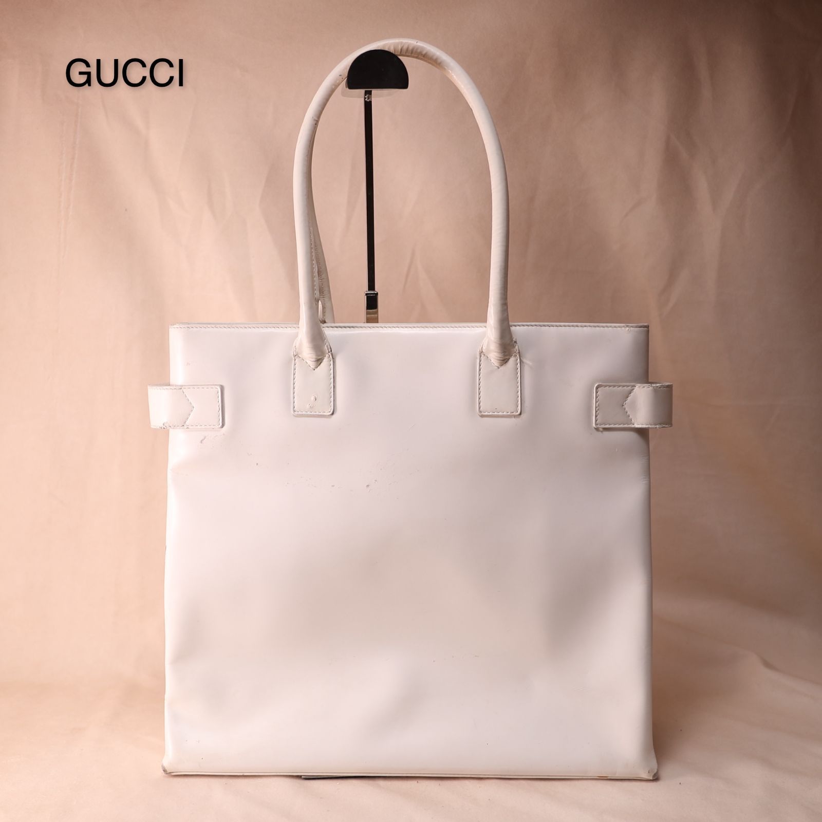 GUCCI グッチ エナメル トートバック ハンドバック ホワイト 白 