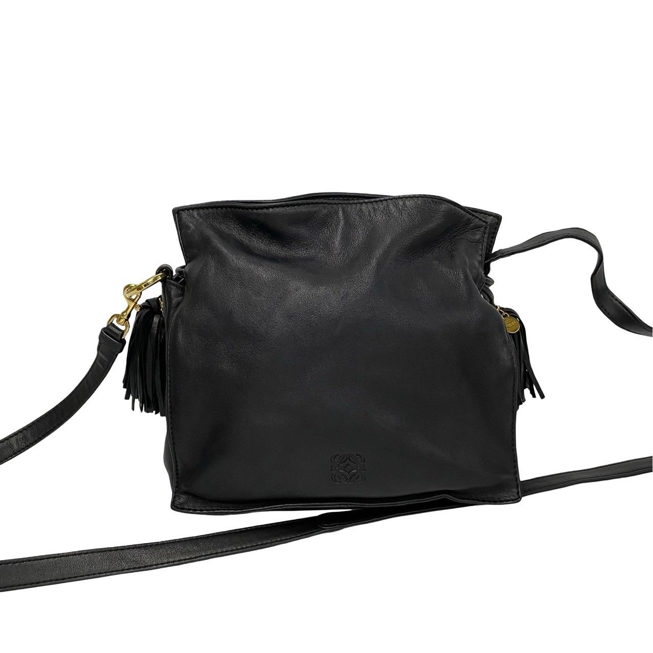ほぼ未使用 希少 LOEWE ロエベ アナグラム ロゴ ナッパレザー フリンジ 