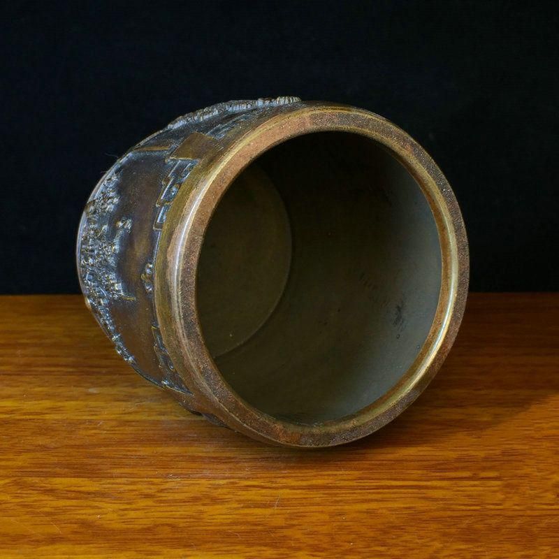 銅器 梅蘭竹菊筆筒 筆筒 文房 置物 装飾品 工芸品 美術品 銅製 梅蘭竹菊筆筒 筆置 書道具 文房具 現代工芸品 美術品 置物