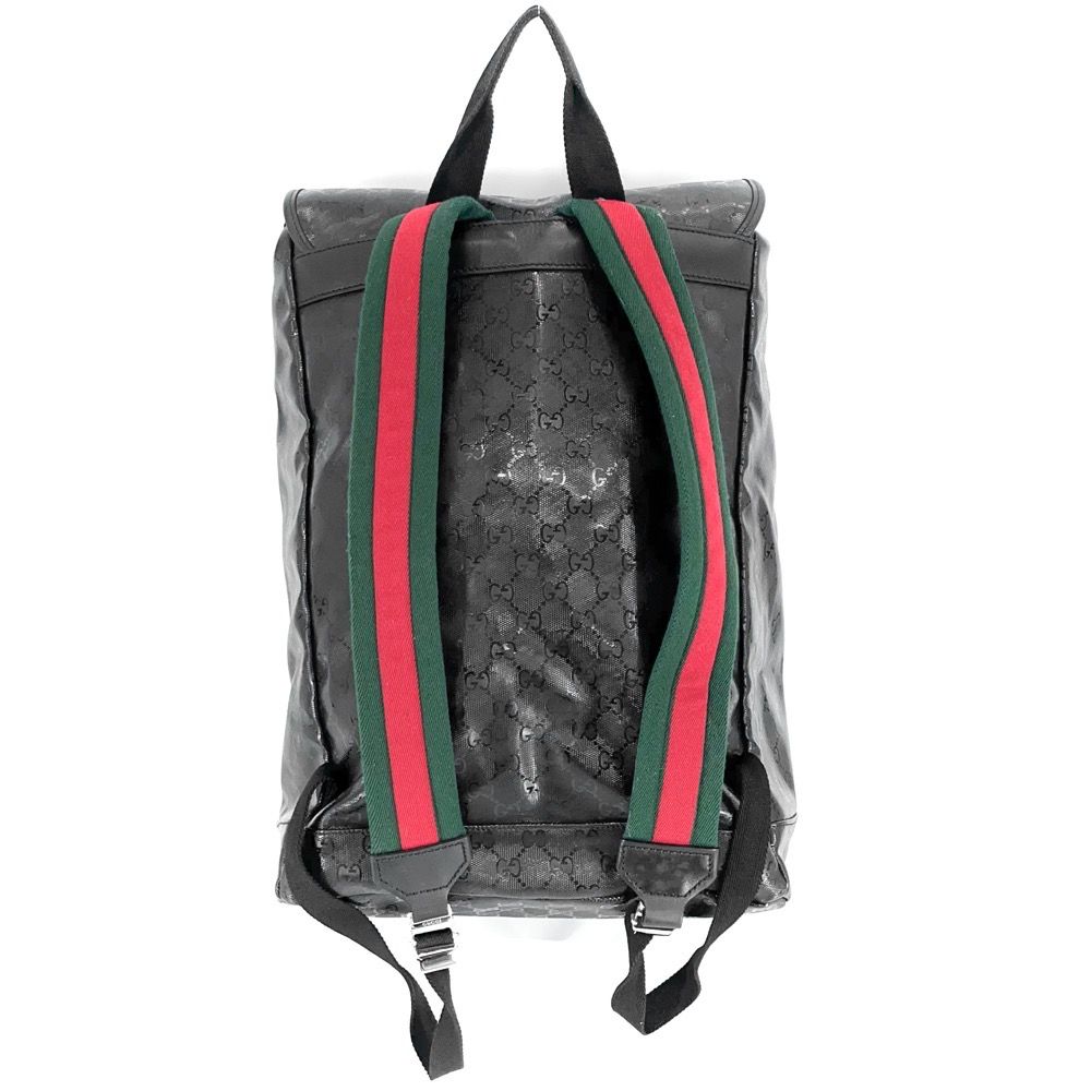 グッチ リュック メンズ GGインプリメ ドローストリングバックパック 大容量 かばん 鞄 GUCCI 269378 PVCコーティングキャンバス  レザー ブラック 黒 ゴールド金具 人気【中古品】