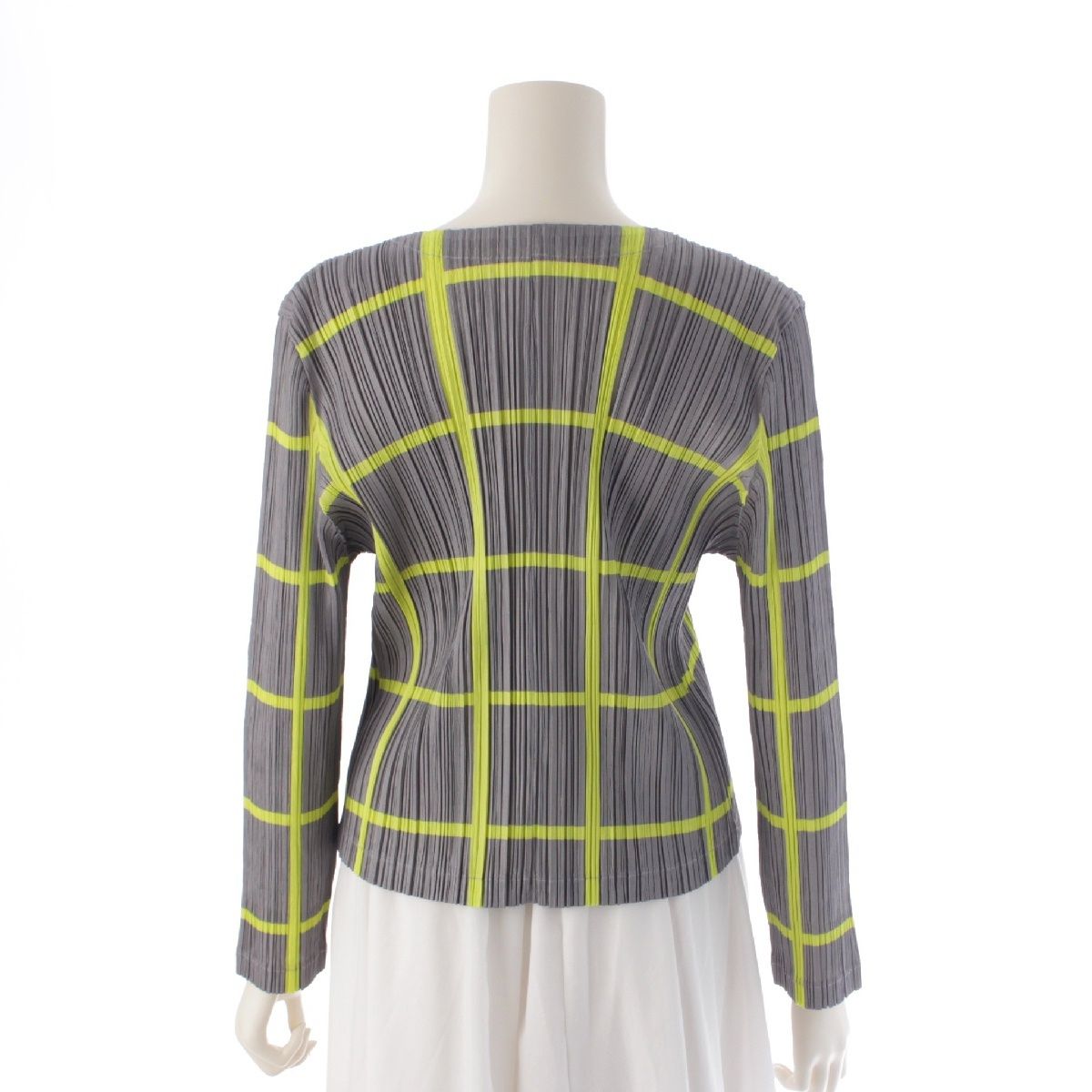 プリーツプリーズ　イッセイミヤケ　チェック柄　ノーカラージャケット　4 プリーツプリーズ イッセイミヤケ チェック柄 ノーカラージャケット 4