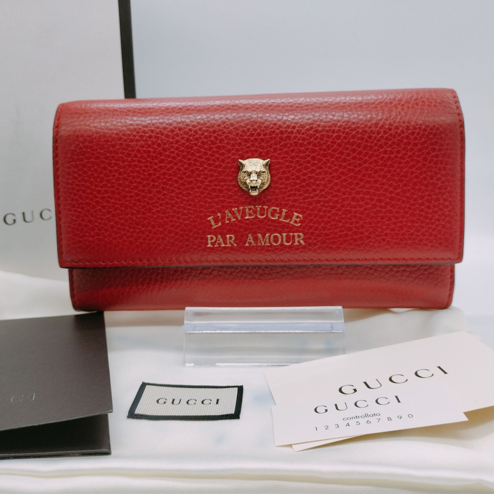 【美品】GUCCI 長財布　タイガー　アニマリエ 極美品✨グッチ 長財布 アニマリエ タイガー スタッズ レザー