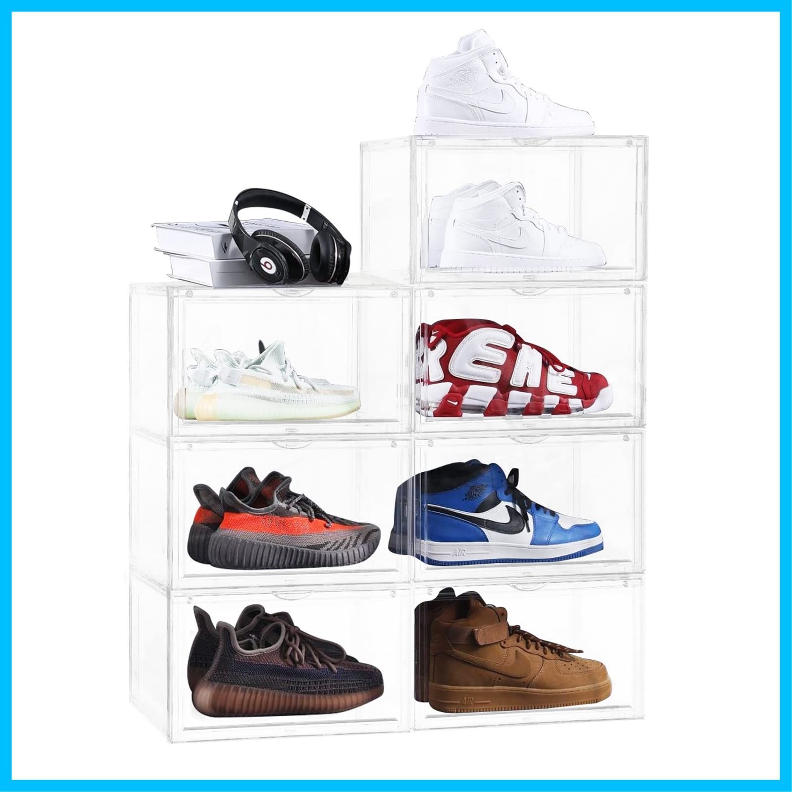 スニーカーボックス シューズボックス スニーカー収納 靴箱 靴収納収納ボックス ディスプレーケース シューズコレクション フィギュアケース 省スペース 組み立て式 大容量 積み重ね可能 防塵 玄関収納 靴箱 小物 化粧品収納 靴収納 多用途 積み重ね可能 横型