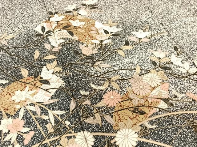 平和屋着物□訪問着 枝花文 たたき染め 金彩 正絹 逸品