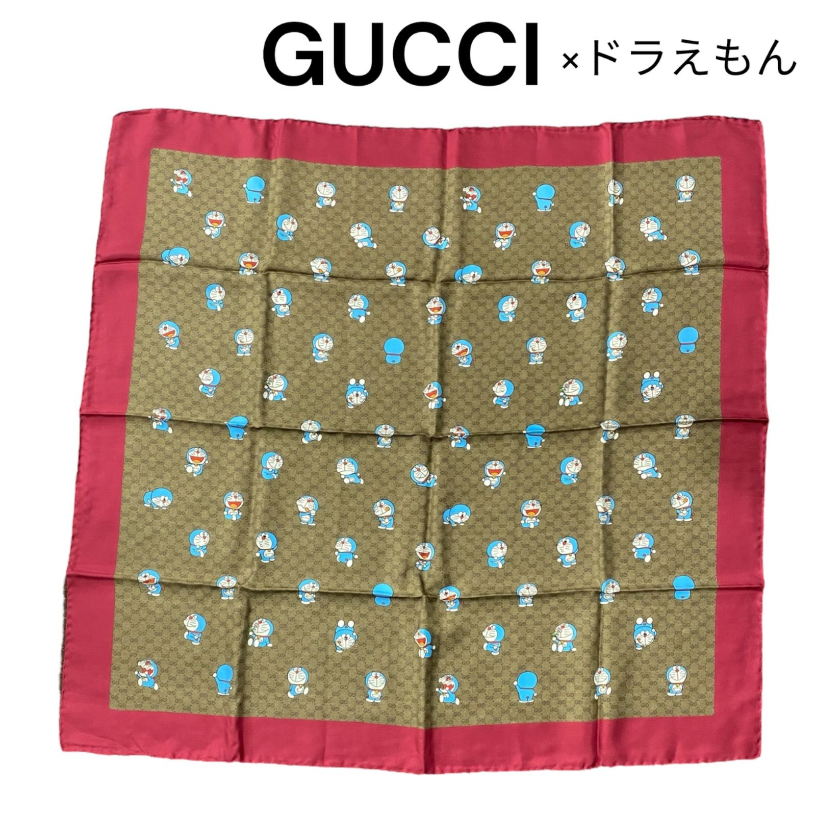○美品 グッチ GUCCI ドラえもんコラボ スカーフ DORAEMON シルク100