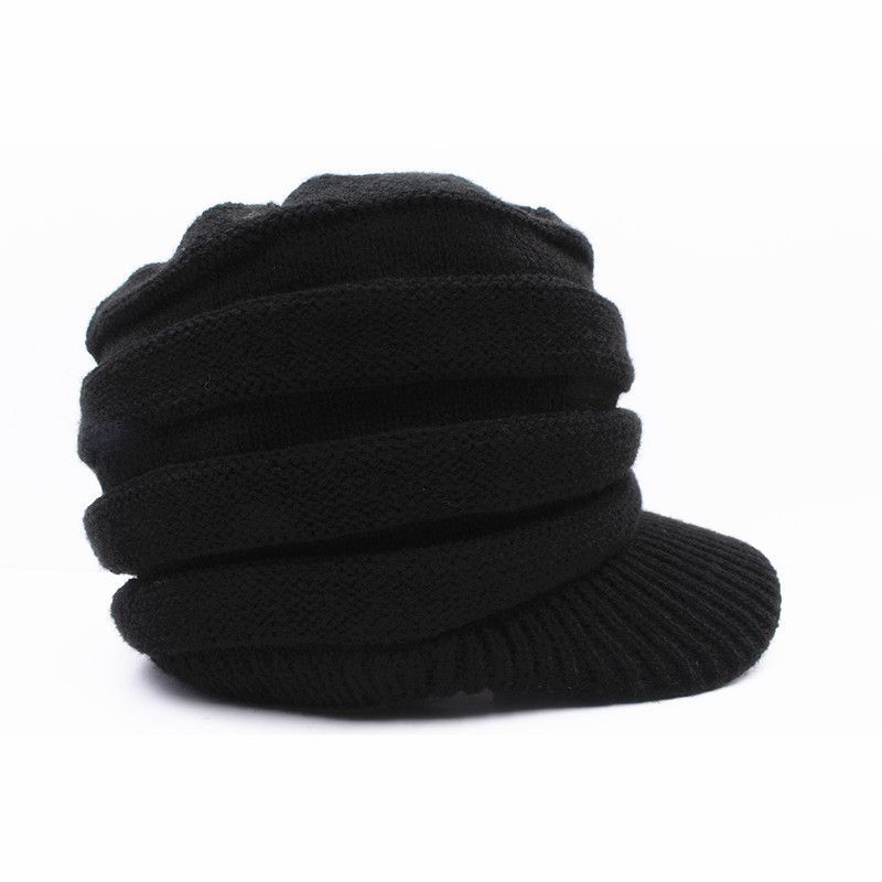 ニットキャップ つば付き ニット帽子 伸縮性あり キャスケット帽 メンズ レディース 56~59cm BKトレンド NTK15-1