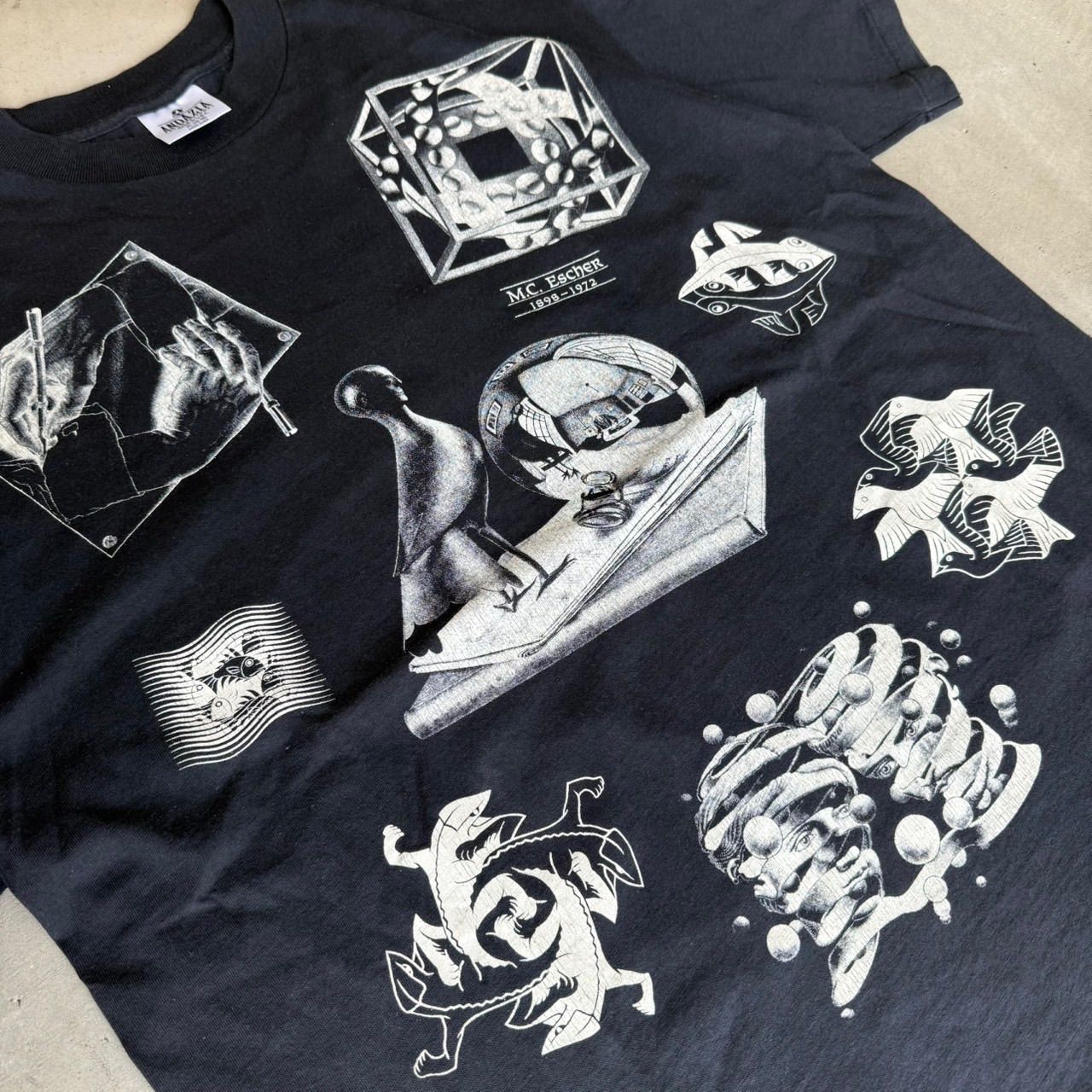 M.C.Escher エッシャー 古着 ロンT M.C ESCHER エッシャー ART アート ロンt サイズL（古着屋 GREEN