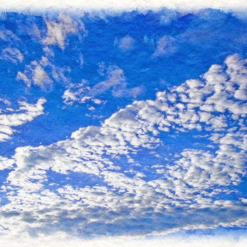 和紙の絵写真 「青空に輝くうろこ雲」 立体額縁付き 31x23cm 絵画