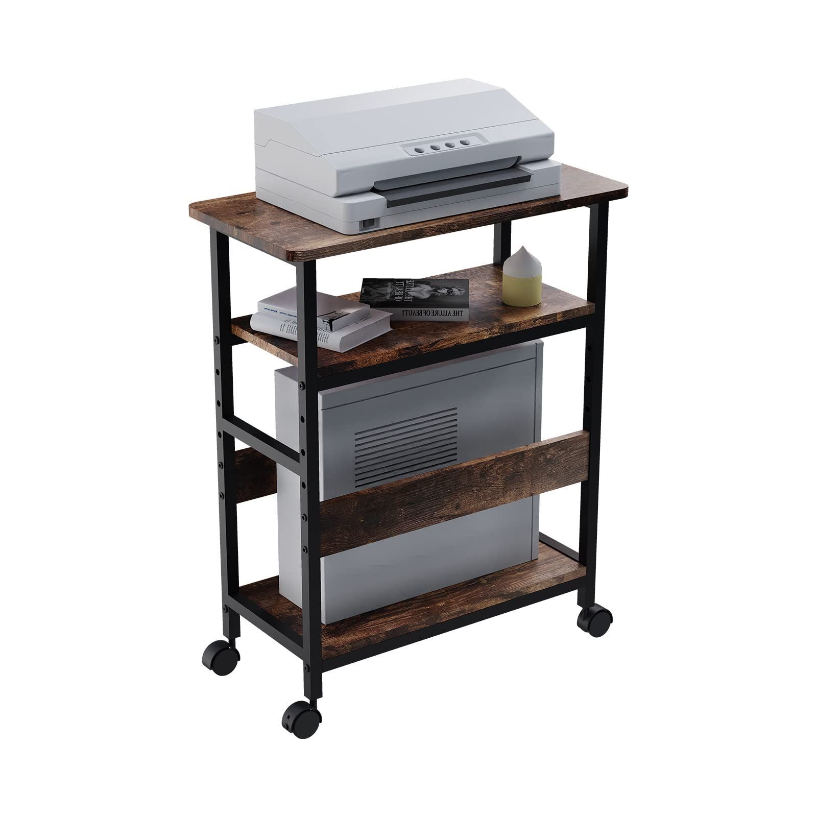 3段パソコンワゴン キャスター付き 組立品 棚板高さ調節 ストア