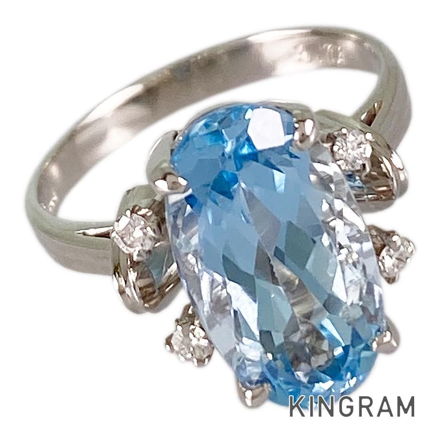 ダイヤモンドリング　PT900 12号 ミキモト MIKIMOTO Pt900 アクアマリン ダイヤモンド 12号(52) リング