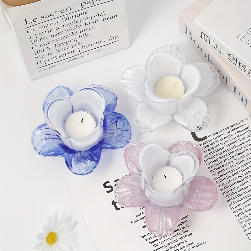 ハンドメイド ステインドガラス キャンドルホルダー 花形 ウェディング ホームパーティー用品 ギフトセット