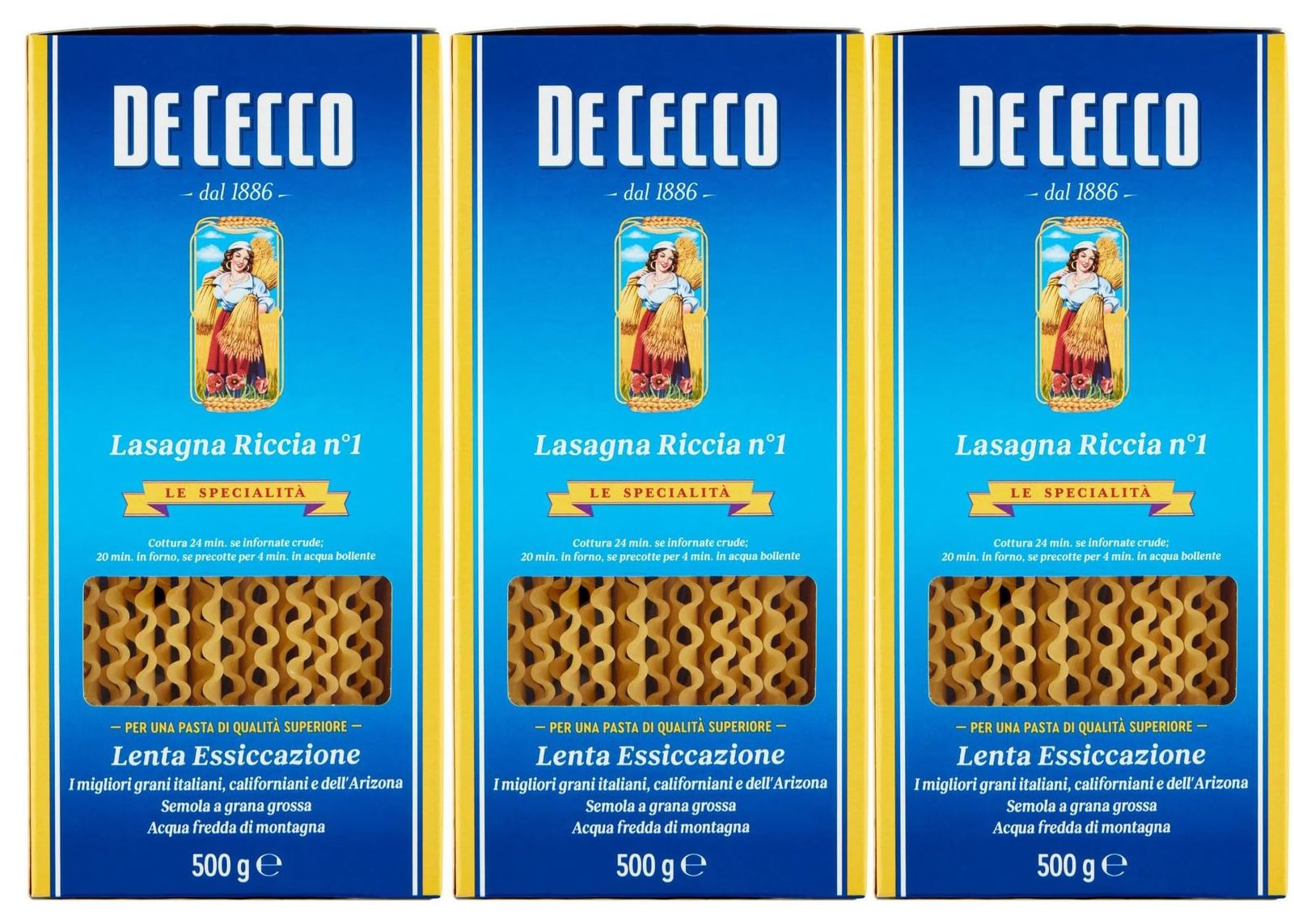 DE CECCO ディ・チェコ No.1 パスタ ラザーニャ 500g x 3箱