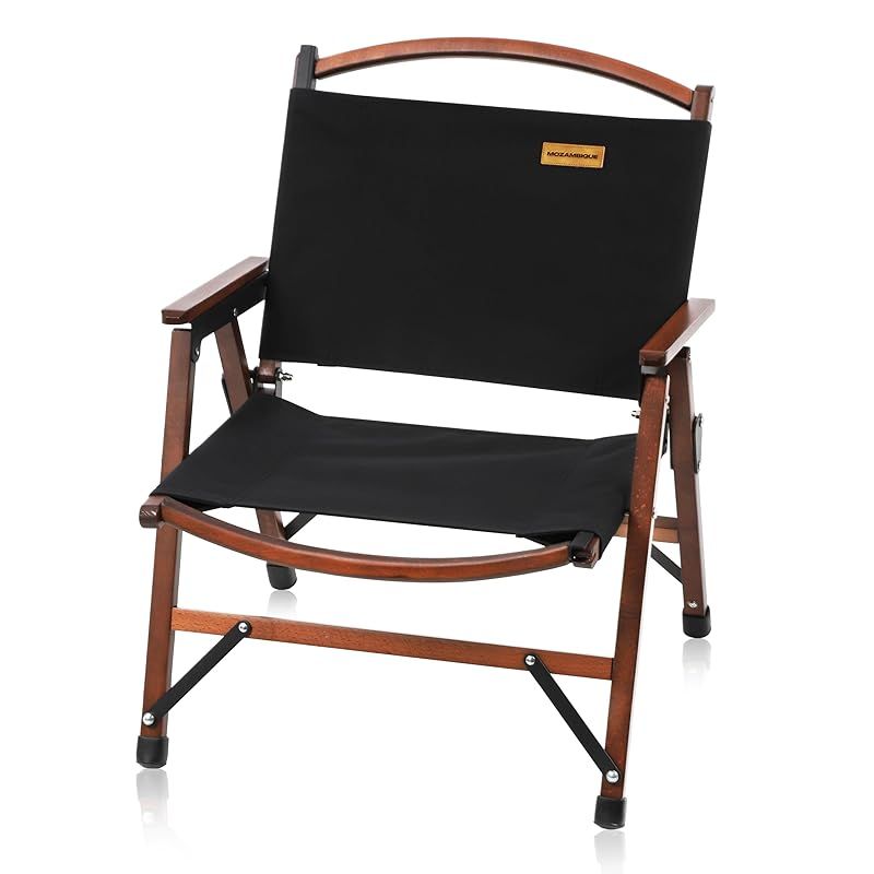 Mozambique アウトドア チェア キャンプ 椅子 折りたたみ ウッド コンパクト 木製 耐荷重110kg インテリアとしても使えるウッドチェア ブラック