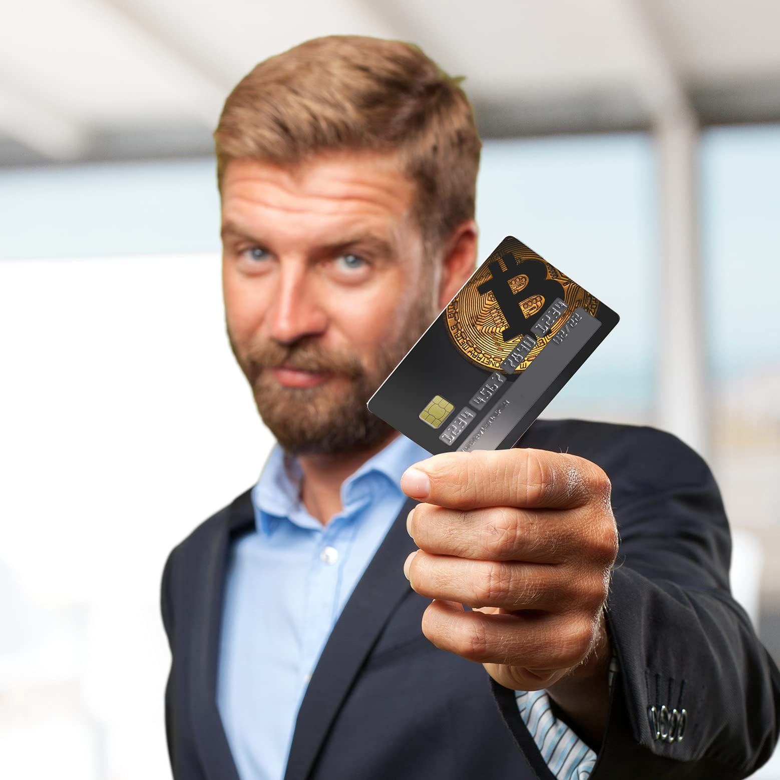 HK Studio デビットカード スキンカバーステッカー - ビットコイン 4枚 クレジットカードステッカー 保護 & パーソナライズ バンク  EBT メトロ キーカード - 気泡なし スリム 防水 取り外し可能 [ビットコイン2。]