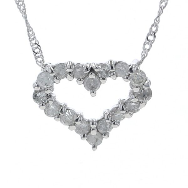 K18WG　ダイヤ　ハートネックレス　D0.50ct K18WG ハートモチーフダイヤネックレス 0.50ct 45.5cm