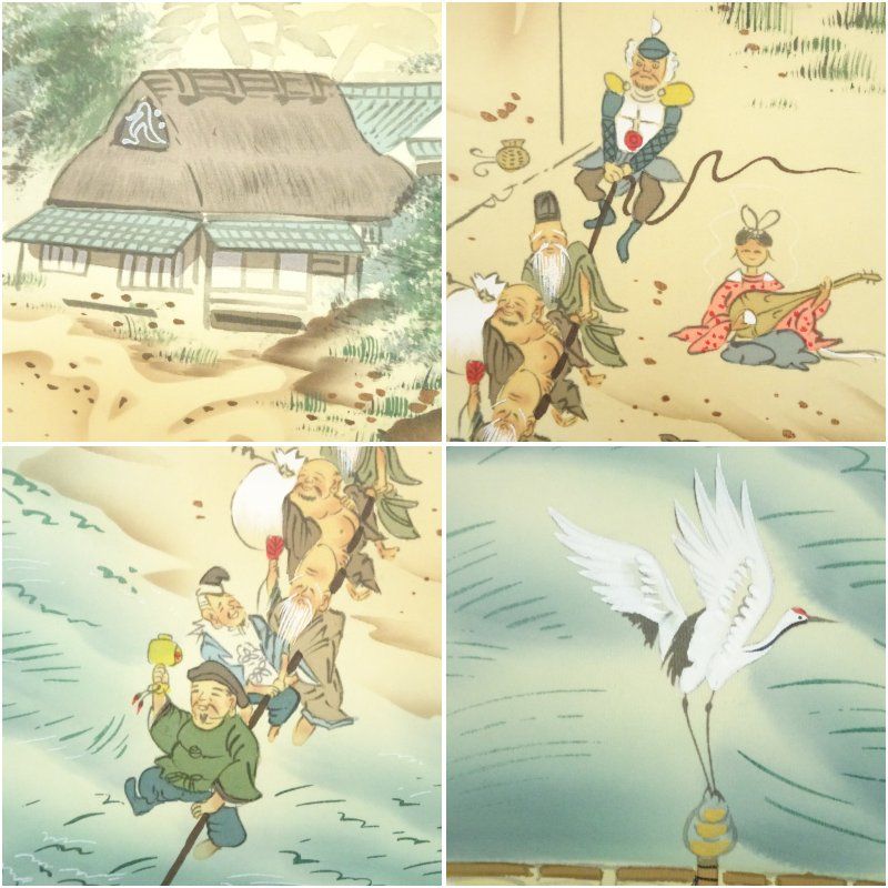 掛け軸 武藤百峰 宝当図 七福神 絹本 希少 軸装 茶道具 掛軸 美品 です。 掛け軸 武藤百峰 宝当図 七福神 絹本 希少 軸装 茶道具 掛軸 美