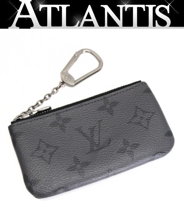 ルイヴィトン Louis Vuitton ポシェット クレ キーケース コインケース キーリング付き モノグラムエクリプス グレー×黒 M809005 71976