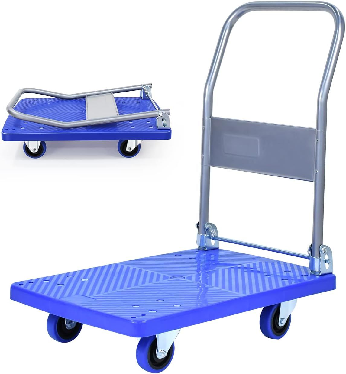 Uholan台車トロリー折りたたみトロリープルグッズ移動フラットベッドトレーラーオフィスショッピングカート耐力200KG