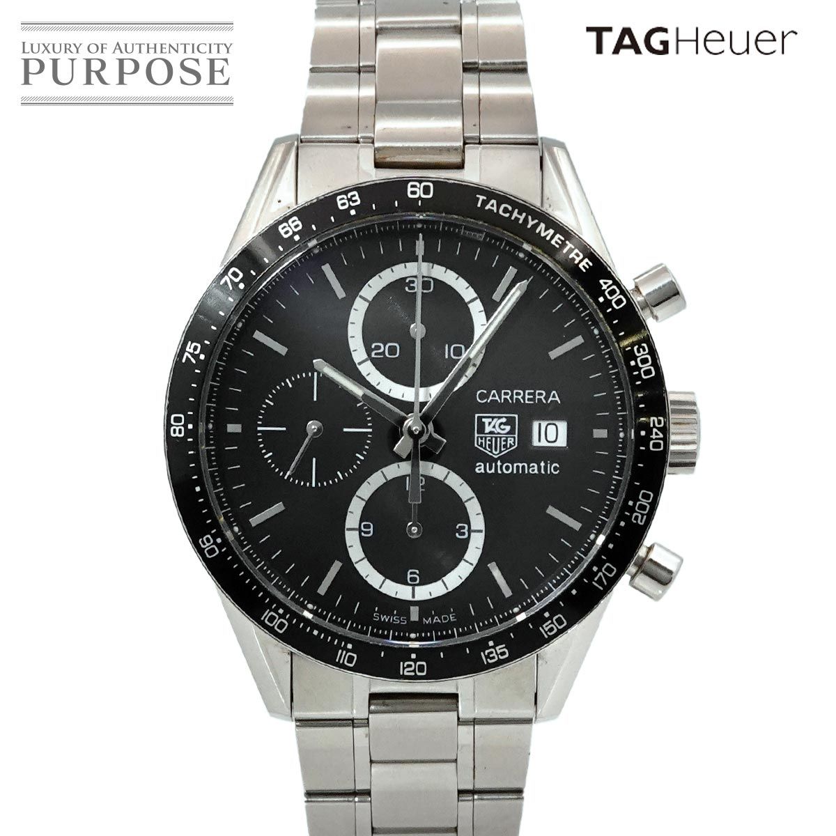 タグホイヤー TAGHeuer カレラ クロノグラフ CV2010 メンズ 腕時計 デイト ブラック オートマ 自動巻き ウォッチ Carrera 90274729