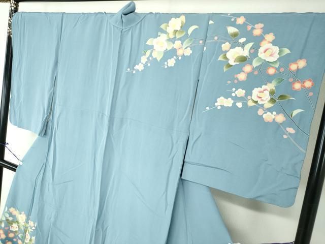 平和屋着物▽訪問着 手描き 枝花文 暈し染め 正絹 逸品 未