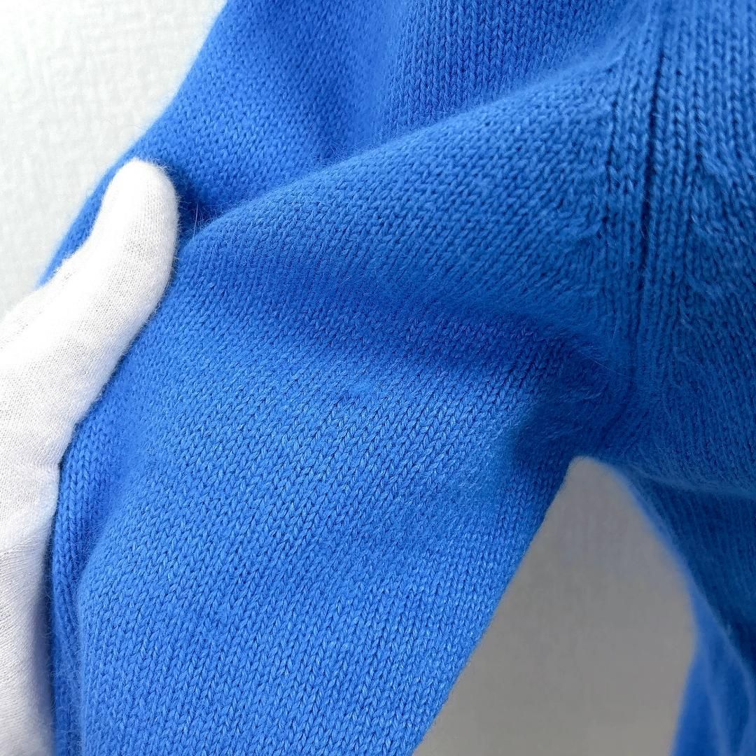 LEONARD 長袖ハイネックニット アンゴラ混 L ブルー ペイズリー柄 本物 LEONARD 長袖ハイネックニット アンゴラ混 L ブルー ペイズリー柄