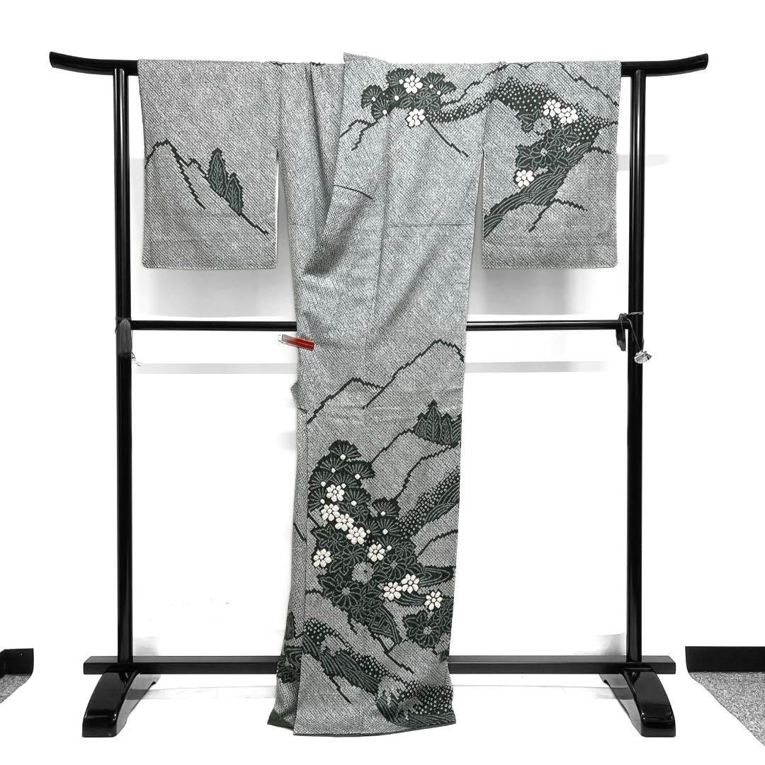 訪問着 総絞り 菊花 松 流水 楓 遠山 紋無し 着物 093a d 【公式通販】