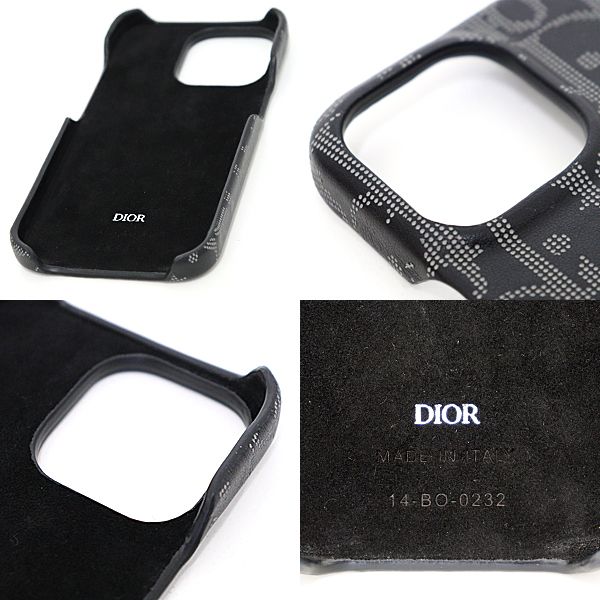 Christian Dior ブラックレザー 14プロiPhoneケース iPhone14Pro/DIOR