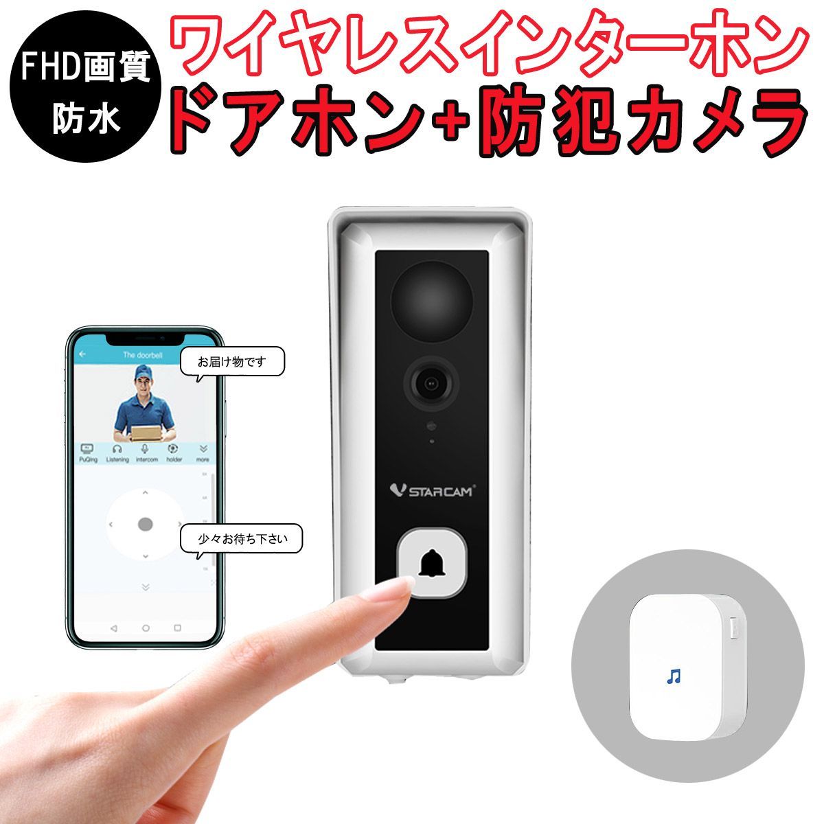 スマホでインターホンの応対ができるスマートドアベル ビデオドアベル 