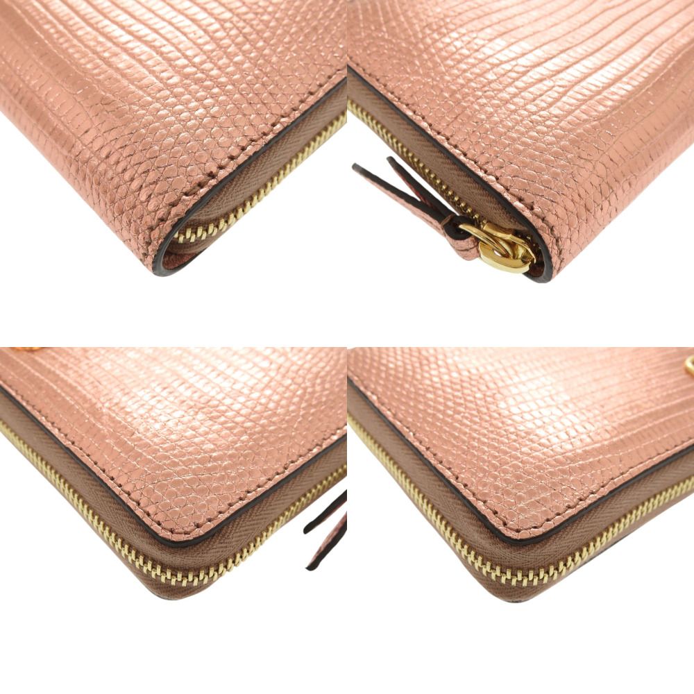 新品同様 グッチ GGマーモント 456117 リザード ピンク ラウンド