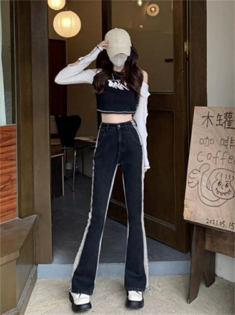 種類6：ブラックA-裏起毛/M ストレートジーンズ 秋冬 裏起毛 スリム ビッグサイズ (T)
