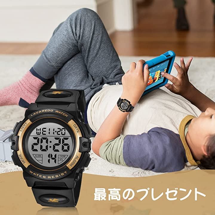 デジタル腕時計 新品 多機能 ボーイズ（キッズ）から大人まで 青×黒 - 1