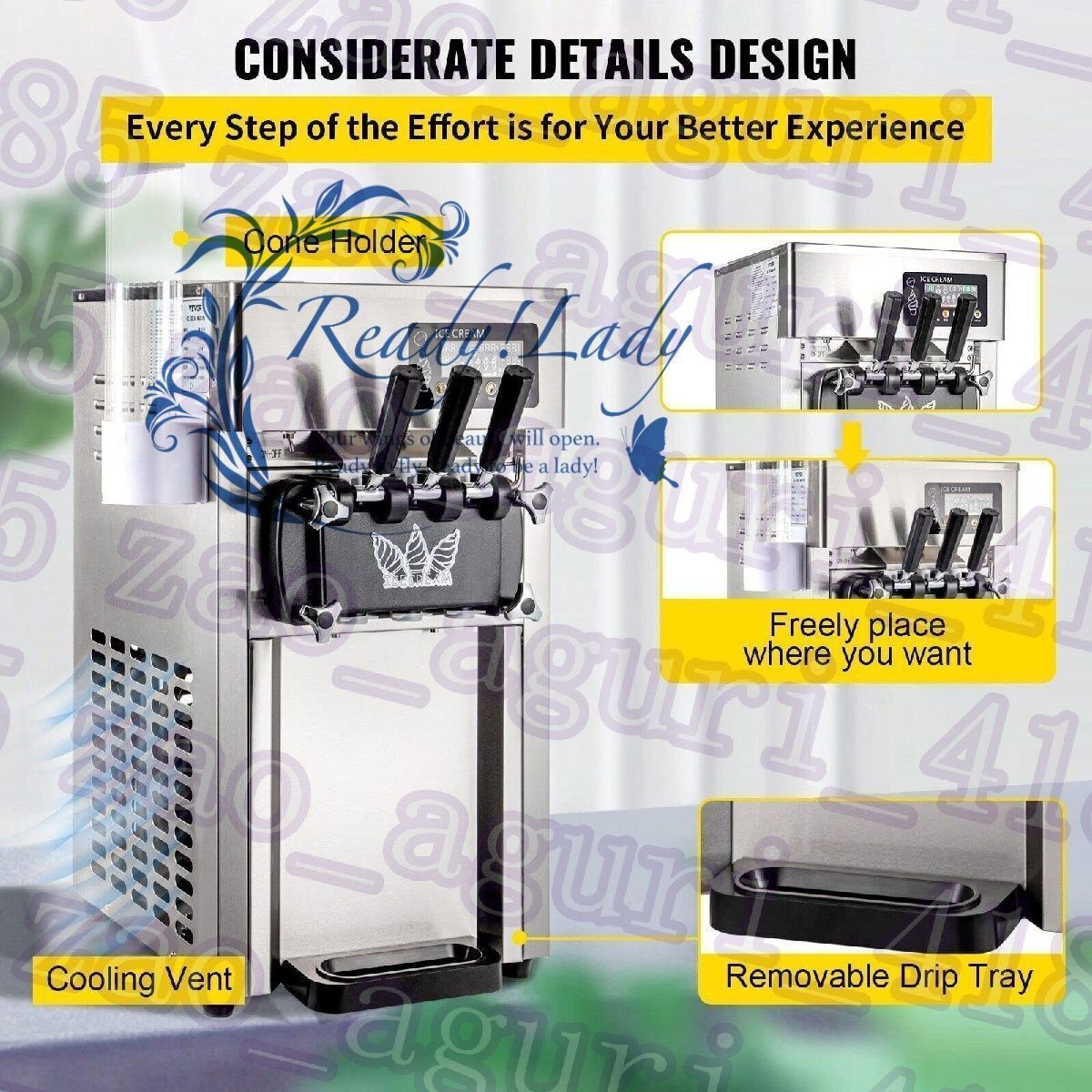 W 3フレーバーカウンタートップソフトクリームマシン
