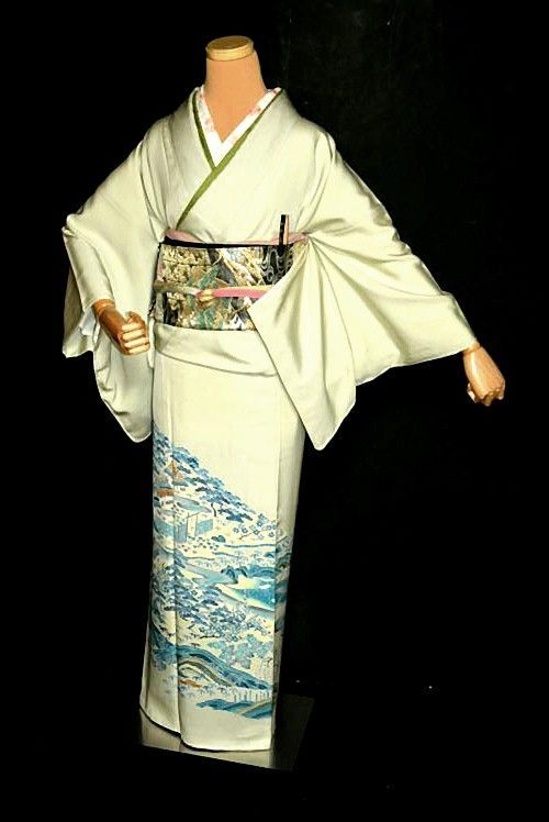 色留袖【本加賀 木村喜博氏】正絹 一越 比翼 労っ 風景絵図 155cm前後