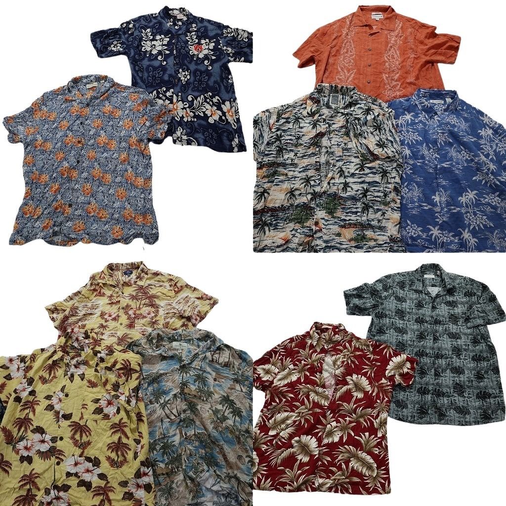 古着卸 レーヨン系 アロハシャツ 半袖シャツ 10枚セット メンズ XL 開襟シャツ ボックスシルエット 古着 NA3371