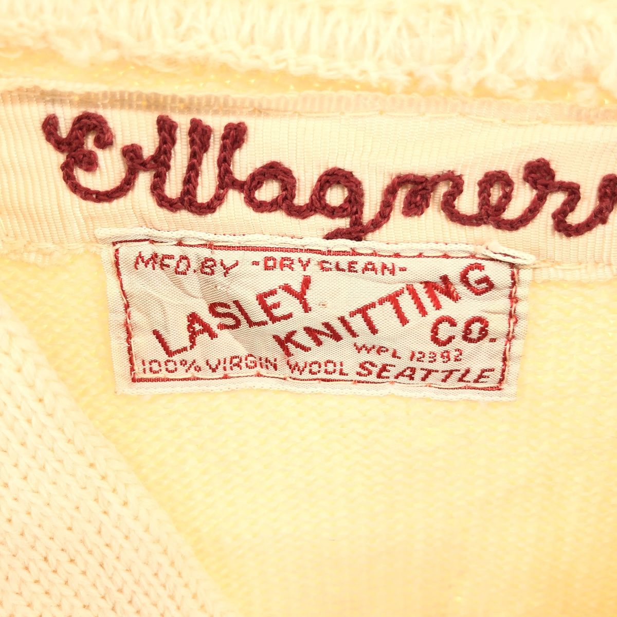 不明年代50~60年代 LASLEY KNITTING CO. ウールレタードニット