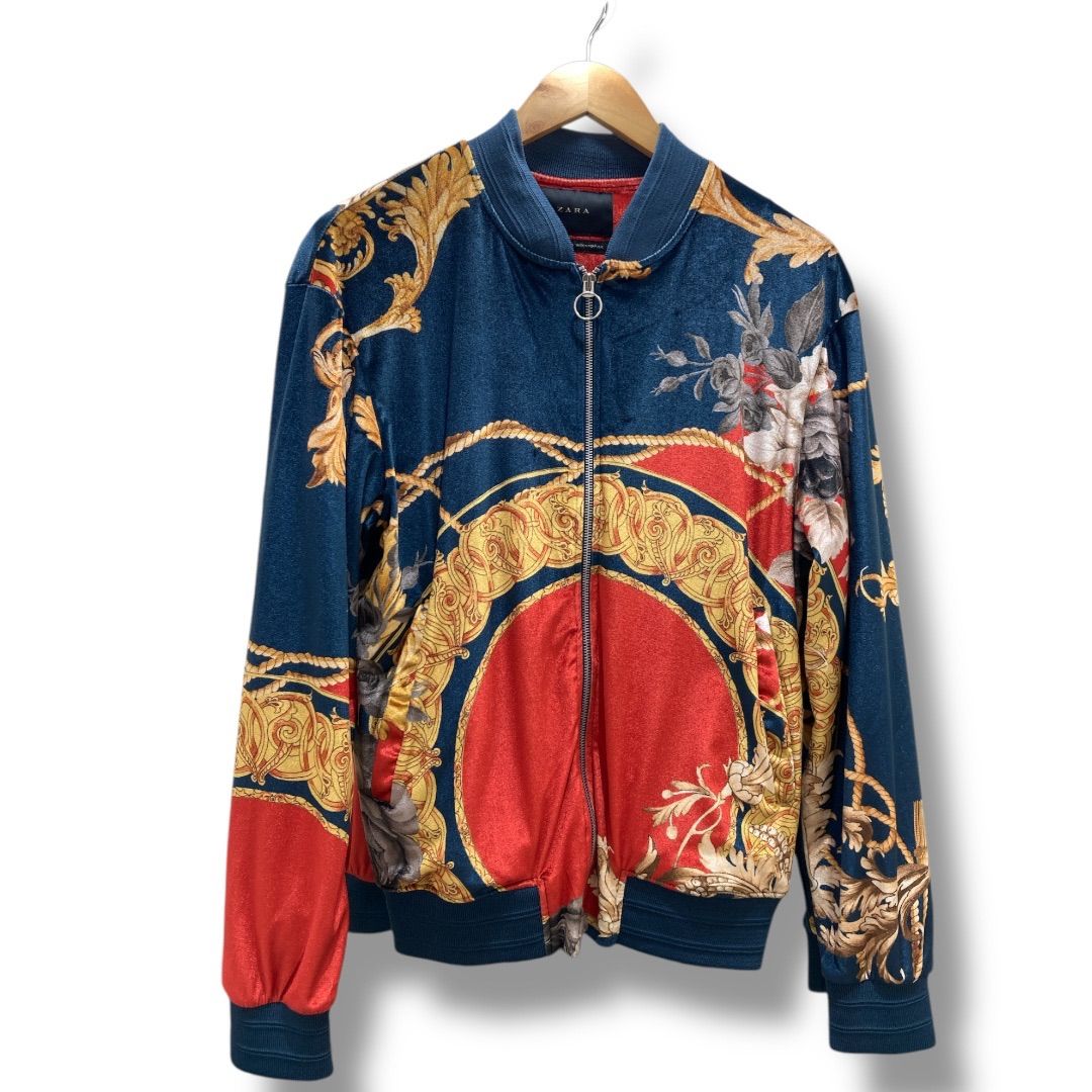 【人気即完売】ZARA　メンズ　L ジャージ　トラックジャケット　総柄 花柄 人気即完売】ZARA メンズ L ジャージ トラックジャケット 総柄