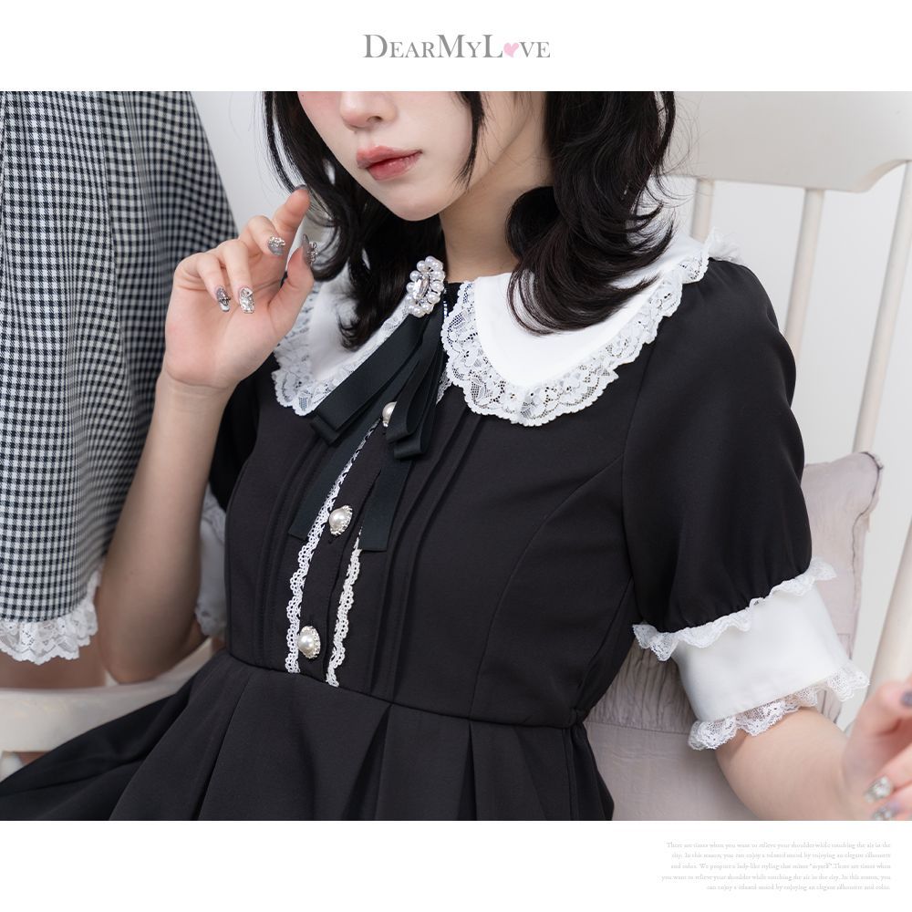 DearMyLove ご令嬢レースワンピース チェック ショート丈 まとめ買い】【送料無料】ご令嬢レースワンピース – レディース